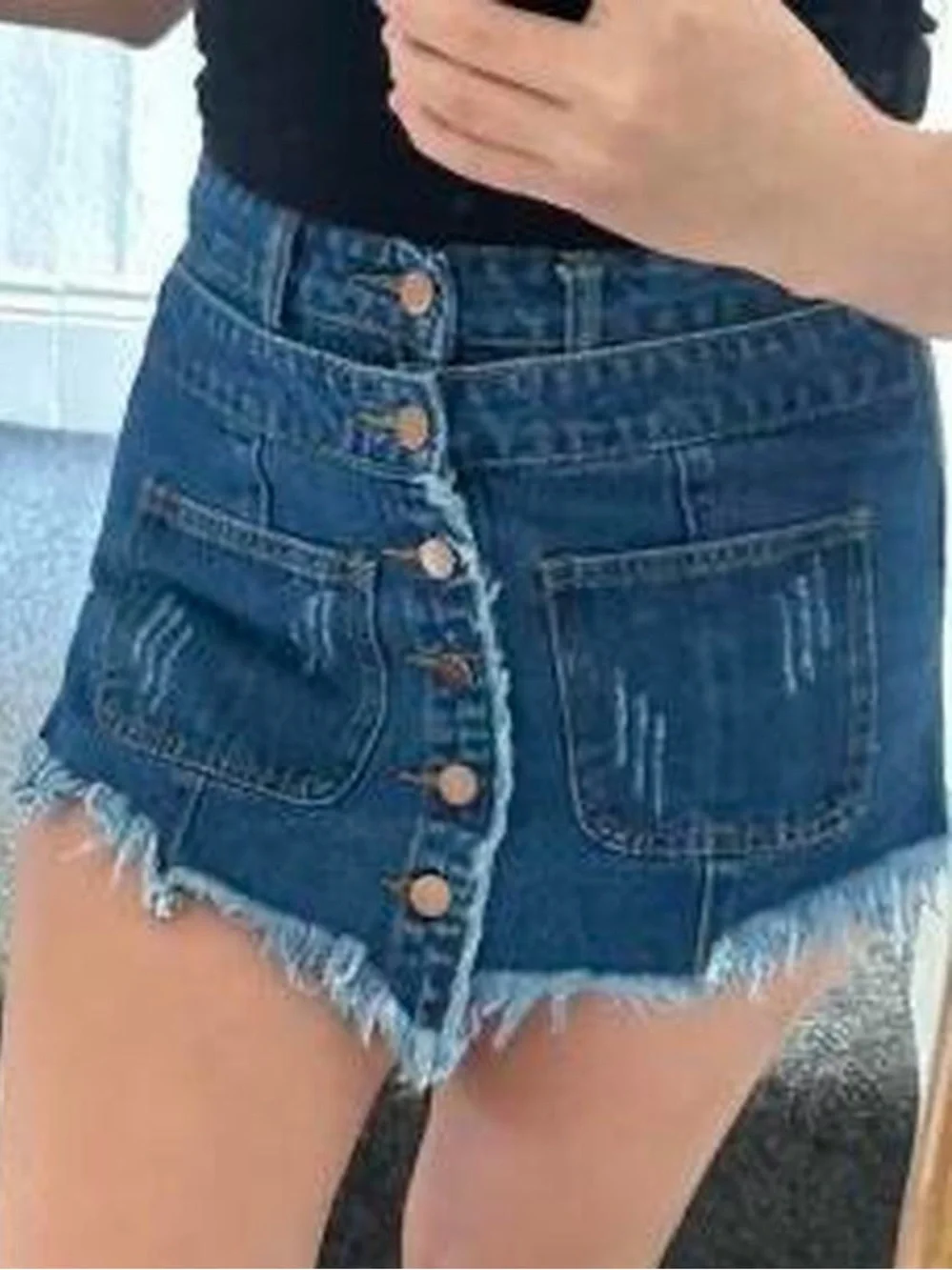 SHEIN denim buttoned skort